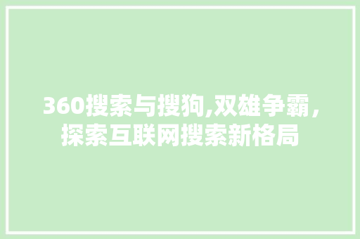 360搜索与搜狗,双雄争霸，探索互联网搜索新格局