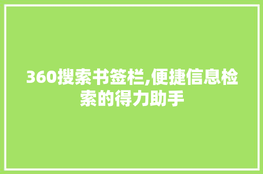 360搜索书签栏,便捷信息检索的得力助手