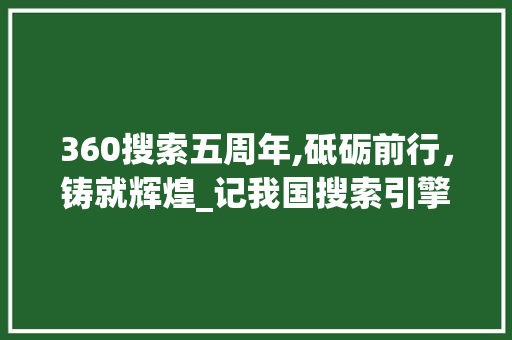 360搜索五周年,砥砺前行，铸就辉煌_记我国搜索引擎行业的领军者