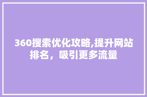 360搜索优化攻略,提升网站排名，吸引更多流量 HTML