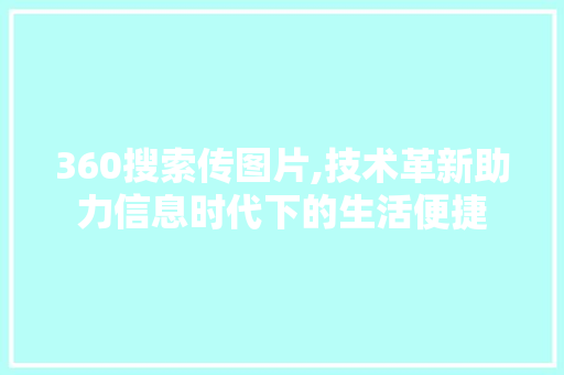 360搜索传图片,技术革新助力信息时代下的生活便捷