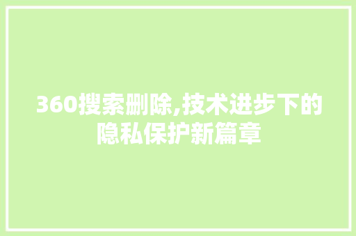 360搜索删除,技术进步下的隐私保护新篇章