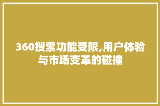 360搜索功能受限,用户体验与市场变革的碰撞