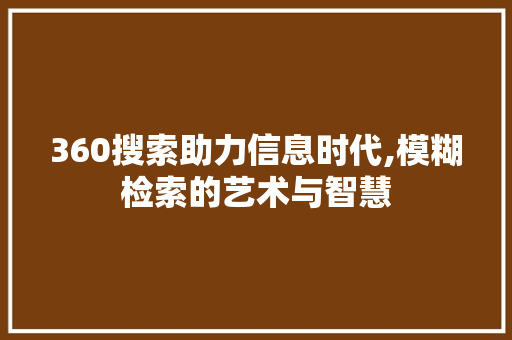 360搜索助力信息时代,模糊检索的艺术与智慧