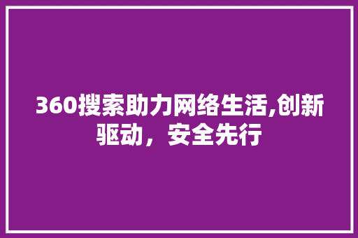 360搜索助力网络生活,创新驱动，安全先行