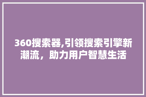 360搜索器,引领搜索引擎新潮流，助力用户智慧生活