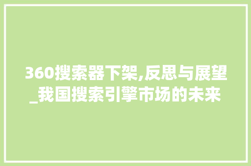 360搜索器下架,反思与展望_我国搜索引擎市场的未来之路