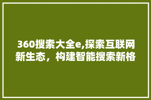 360搜索大全e,探索互联网新生态，构建智能搜索新格局