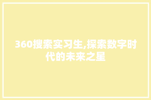 360搜索实习生,探索数字时代的未来之星