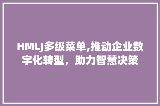 HMLJ多级菜单,推动企业数字化转型，助力智慧决策