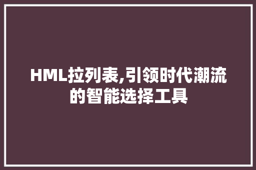 HML拉列表,引领时代潮流的智能选择工具