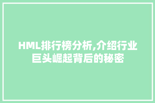 HML排行榜分析,介绍行业巨头崛起背后的秘密