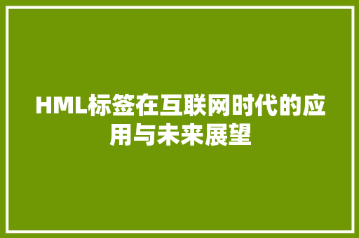 HML标签在互联网时代的应用与未来展望