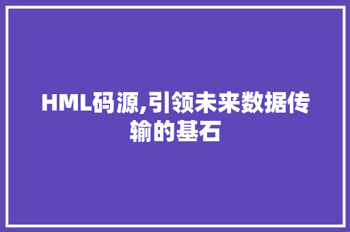 HML码源,引领未来数据传输的基石