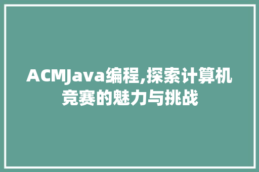 ACMJava编程,探索计算机竞赛的魅力与挑战