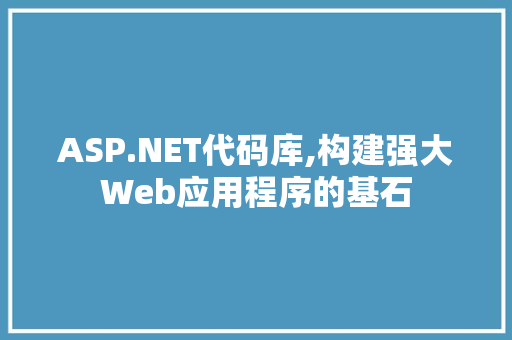 ASP.NET代码库,构建强大Web应用程序的基石