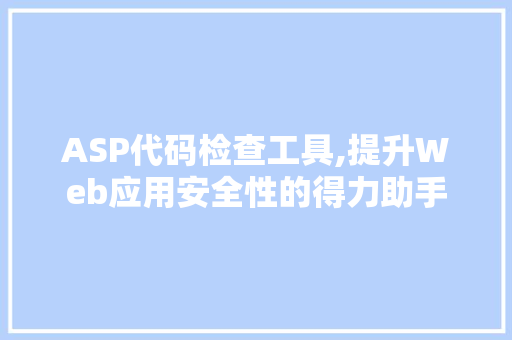 ASP代码检查工具,提升Web应用安全性的得力助手