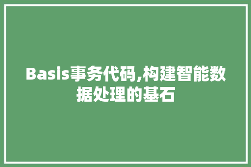 Basis事务代码,构建智能数据处理的基石