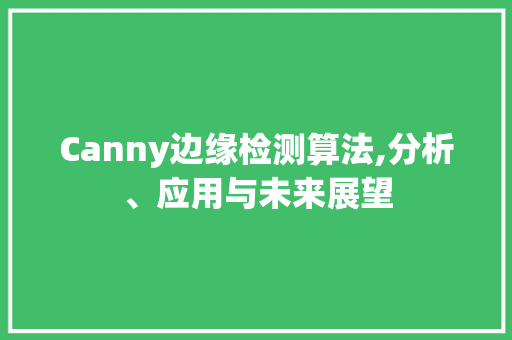 Canny边缘检测算法,分析、应用与未来展望