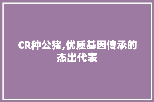 CR种公猪,优质基因传承的杰出代表