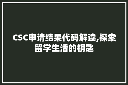 CSC申请结果代码解读,探索留学生活的钥匙