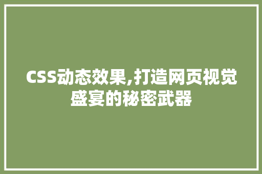 CSS动态效果,打造网页视觉盛宴的秘密武器