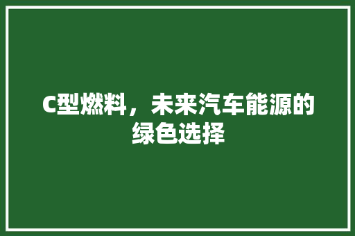 C型燃料，未来汽车能源的绿色选择