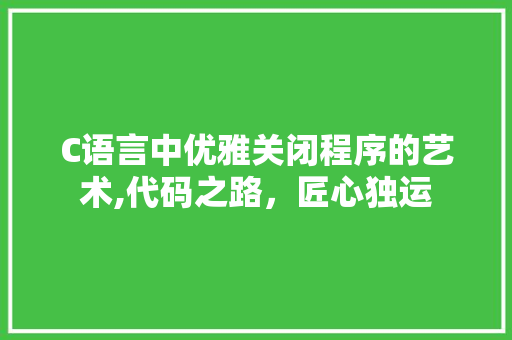 C语言中优雅关闭程序的艺术,代码之路，匠心独运