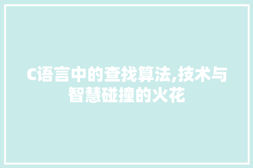 C语言中的查找算法,技术与智慧碰撞的火花