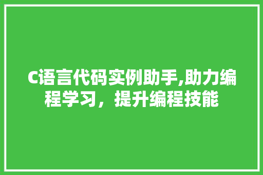 C语言代码实例助手,助力编程学习，提升编程技能