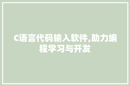 C语言代码输入软件,助力编程学习与开发