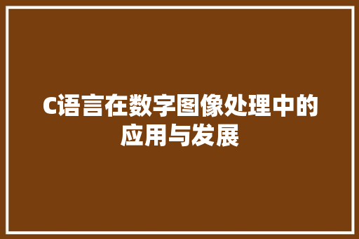 C语言在数字图像处理中的应用与发展