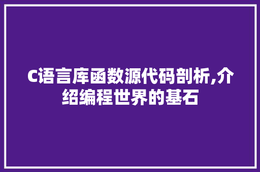 C语言库函数源代码剖析,介绍编程世界的基石