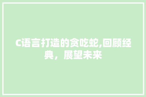 C语言打造的贪吃蛇,回顾经典，展望未来