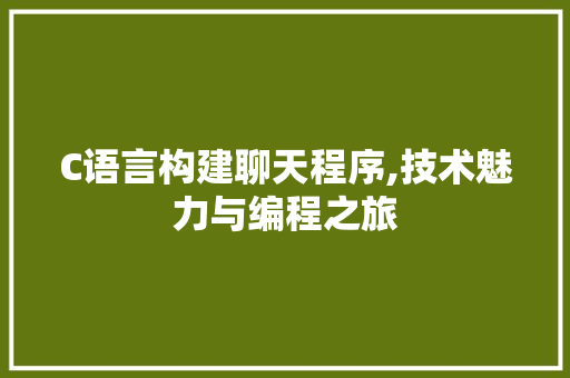 C语言构建聊天程序,技术魅力与编程之旅