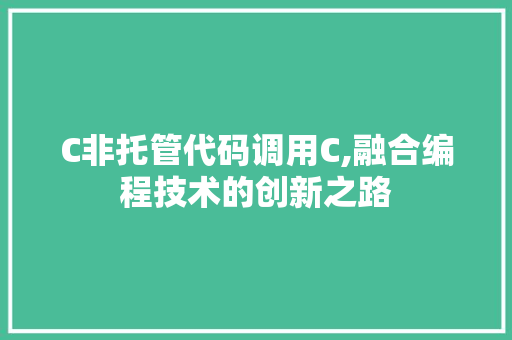 C非托管代码调用C,融合编程技术的创新之路