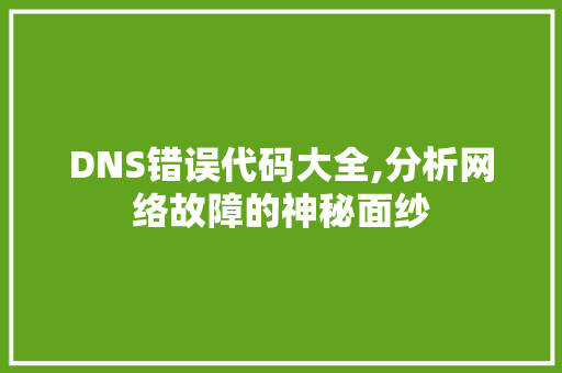 DNS错误代码大全,分析网络故障的神秘面纱