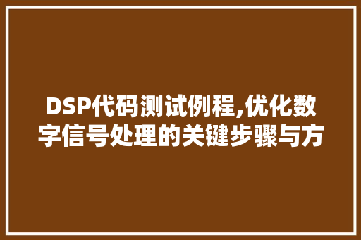 DSP代码测试例程,优化数字信号处理的关键步骤与方法