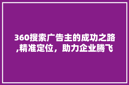 360搜索广告主的成功之路,精准定位，助力企业腾飞