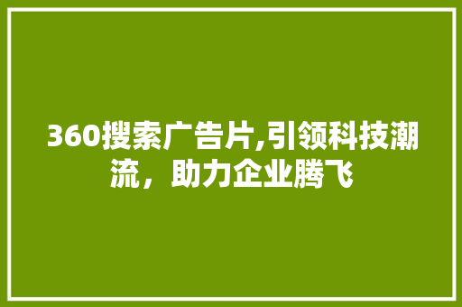 360搜索广告片,引领科技潮流，助力企业腾飞