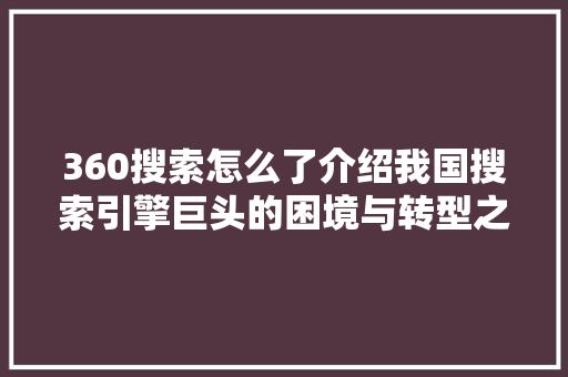 360搜索怎么了介绍我国搜索引擎巨头的困境与转型之路 CSS