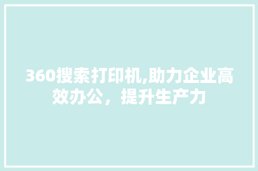 360搜索打印机,助力企业高效办公，提升生产力