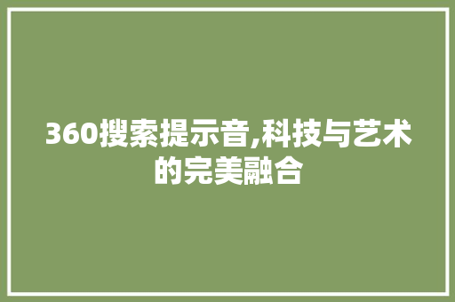 360搜索提示音,科技与艺术的完美融合