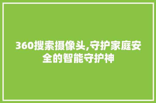 360搜索摄像头,守护家庭安全的智能守护神