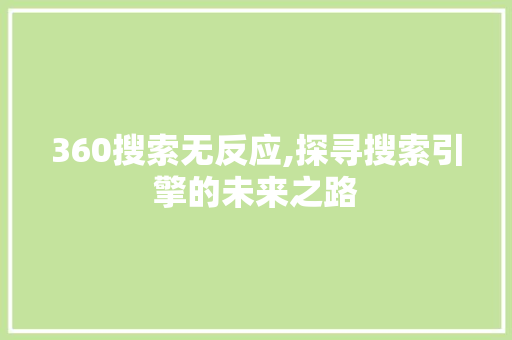 360搜索无反应,探寻搜索引擎的未来之路