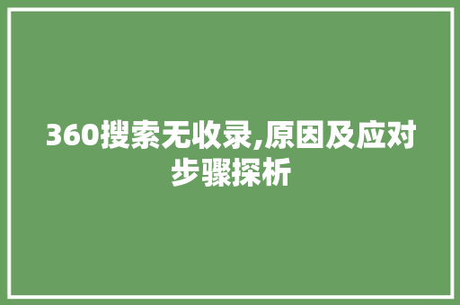 360搜索无收录,原因及应对步骤探析