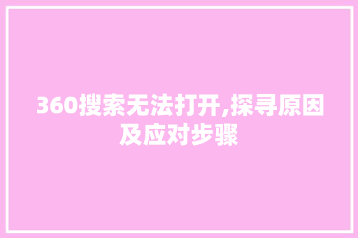 360搜索无法打开,探寻原因及应对步骤