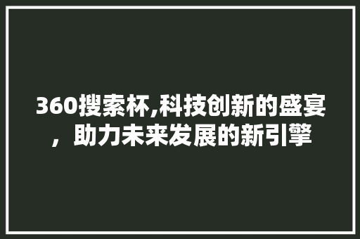 360搜索杯,科技创新的盛宴，助力未来发展的新引擎