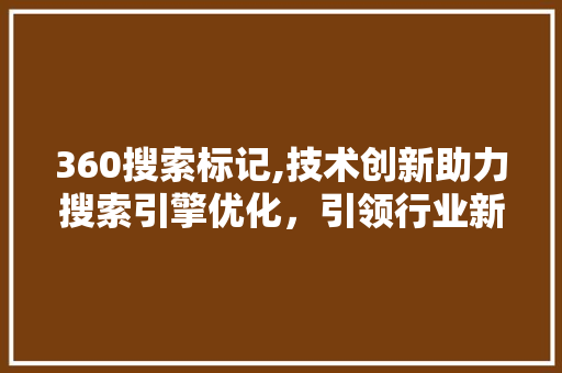 360搜索标记,技术创新助力搜索引擎优化，引领行业新风向