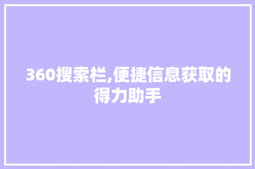 360搜索栏,便捷信息获取的得力助手